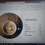 Menu restauracji z nazwami napojów w języku niemieckim.