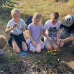 Kleczące dzieci próbują rozpalić ogień_ trójka chłopców patrzy na swoje małe rozpalone ognisko.jpg