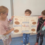 Grupa uczniów prezentuje plakat nt. Przysłów o chlebie.jpg