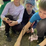 Dzieci próbują rozpalić mini ognisko..jpg