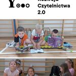 1 z 14 Kolaż 2 zdjęć. Uczniowie czytają książki w sali gimnastycznej..jpg