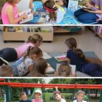7 z 14 Kolaż 3 zdjęć. Uczniowie czytają książki w bibliotece_ na placu zabaw..jpg