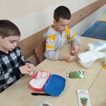 Dwaj chłopcy przygotowują podłoże do wysiewu rzeżuchy..jpg