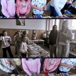 3 Kolaż 3 zdjęć. Uczniowie stoją przy ławce i oglądają książki..jpg