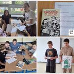 Zdjęcie 2 Kolaż 4 zdjęć. W klasie uczniowie pracują w gupach i prezentują swoje prace..jpg