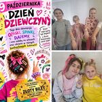 Kolaż 3 zdjęć. Kolorowy plakat z ogłoszeniem_ uczennice pokazują bransoletki na rękach..jpg